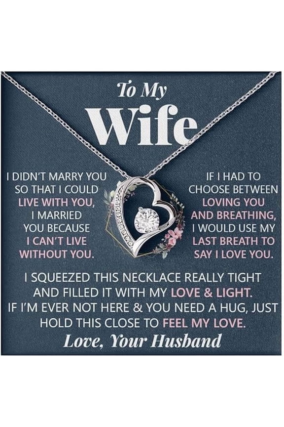Valentines Day Gift For Wife, Wedding Jewelry with LED Box and Card for Wife, The Best Gifts For Wife, Necklace For Soulmate, Necklace For Wife From Husband, Romantic Gift for Wife