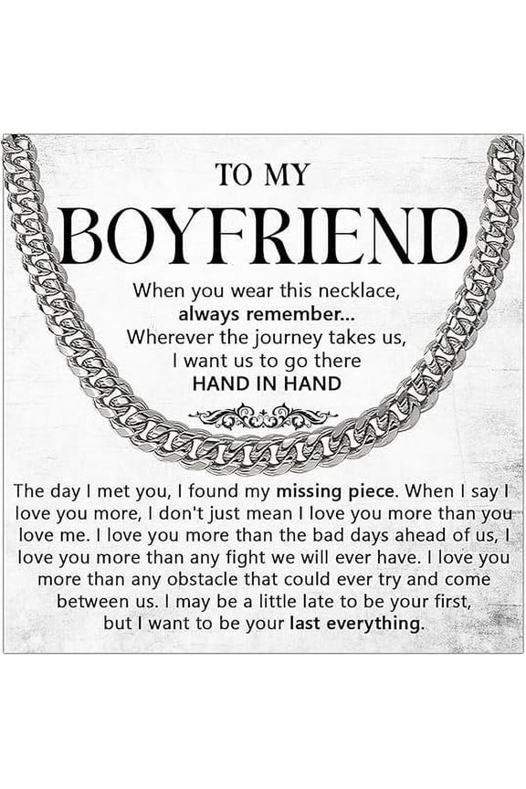 Valentines Day Gift for Boyfriend From Girlfriend, To My Boyfriend Chain, Birthday Gifts For Boyfriend, Gifts For Boyfriend With Message Card
