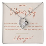 BRILLANCEAURA Valentines Day Gift for Wife Her, 14k White Gold Pendant Necklace, Cubic Zirconia Stone, From Husband, Boyfriend