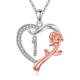thumbnail image 1 of Valentines Day Gifts for Her - 925 Sterling Silver Rose Heart Initial Letter Pendant Necklace Jewelry Mothers Day Valentines Anniversary Birthday Gifts for Her Mom Wife Girlfriend, 1 of 10