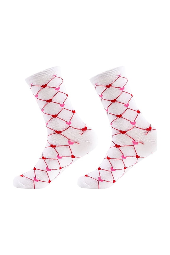 Valentines Day Gifts Bulk Women Stockings Valentines Day Socks Heart Lips Pattern Cotton Crew Socks for Couples Funny Novelty His and Hers Socks for Men