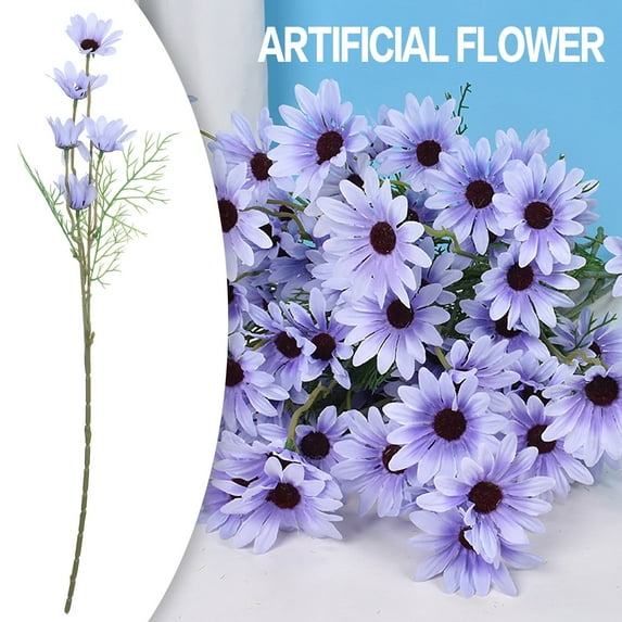 Fake Flowers Promotion Sale! Nomeni Daisy Artificial Latex Real Bride Wedding Bouquet Home Decoration 1 Piece, Home Decor Clearance Sale Purple