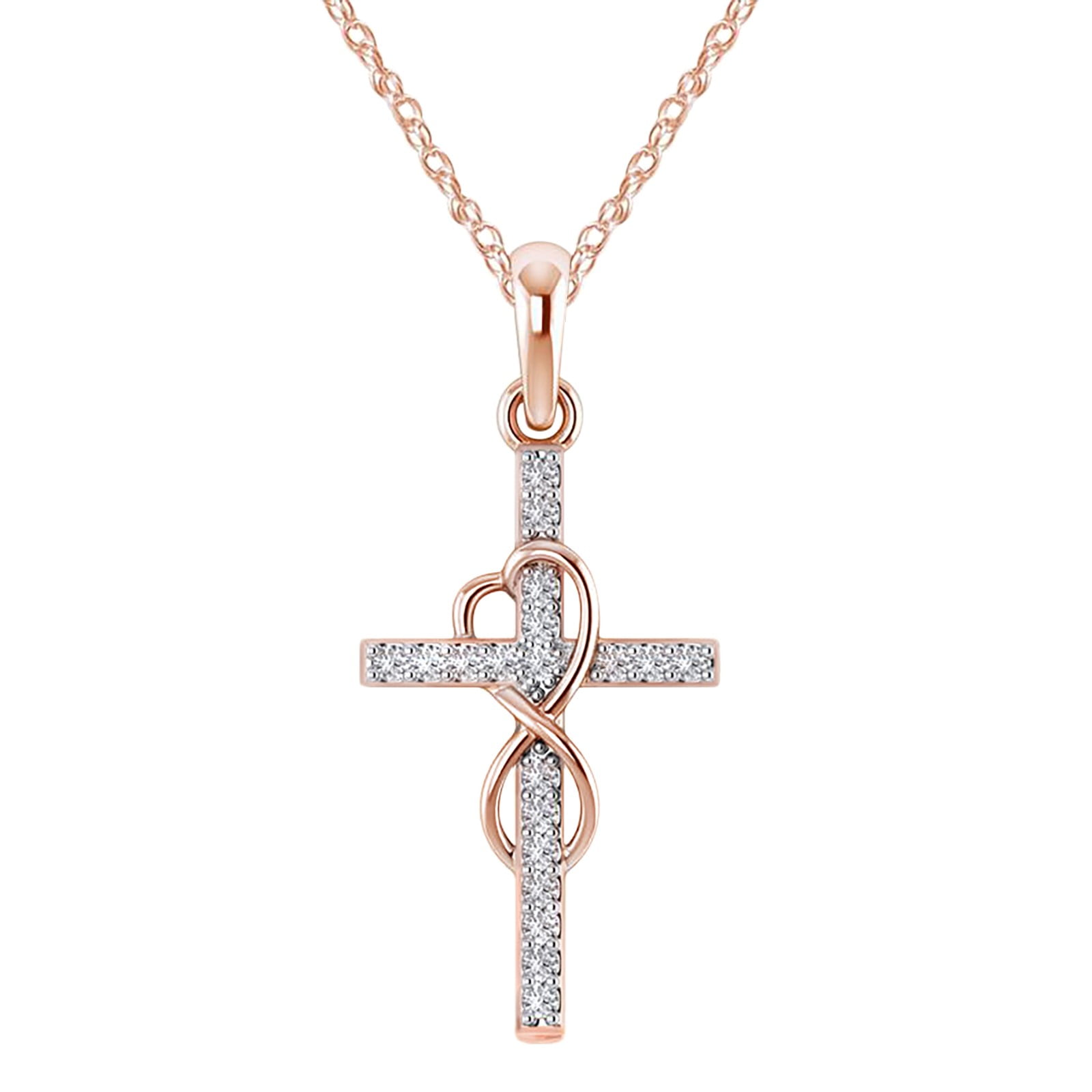 14K Solid White Gold Diamond Cross Necklace – LTB JEWELRY