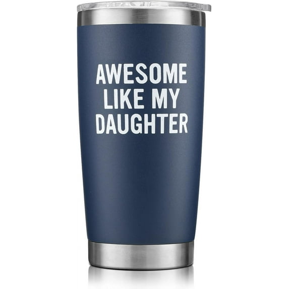 Valentines Day Gifts for Dad from Daughter, Dad Coffee Tumbler, Birthday Gifts for Men, Cool Fathers Day Gift for Dad Husband Grandpa, 20 oz, Navy Blue