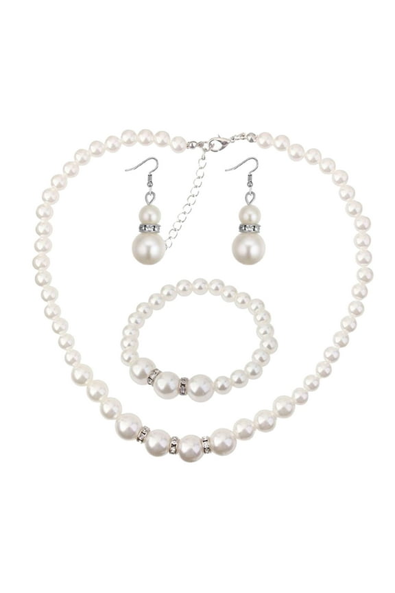 Valentines Day Gifts for Her Gifts Sets for Women Pearl Necklaces Earrings Bracelets Suit Three Piece Suit Sweet Wedding Jewelry Set Clearance Birthday Gifts for Women