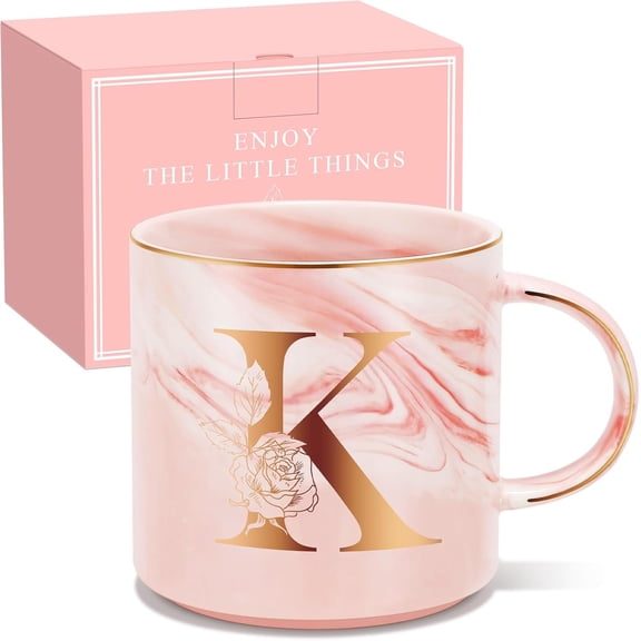 Valentines Day Gifts for Her, Anniversary Birthday Galentines Gifts for Women Mom Grandma Sister Wife Teacher Coworker, Personalized Initial Customized Monogrammed A-Z Coffee Mug 12 OZ(K)