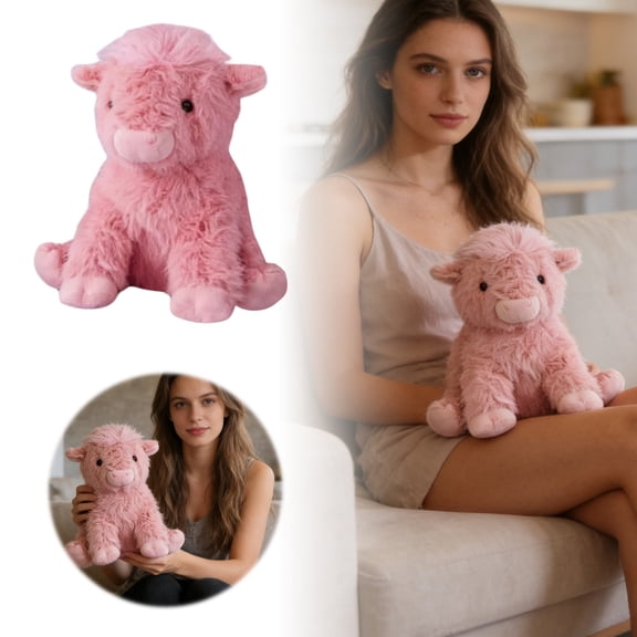 Valentines Day Gifts for Her, Highland Cow Stuffed Animal, Cute Plushies Fluffy Cow Gifts, Realistic Highland Cows Plush Figure, Weighted Cattle Peluches Toys Decor (14"Highland Cow)