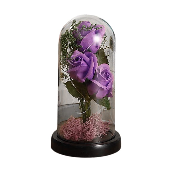 Valentines Day Gifts for Her, Light Up Colorful Rose Flower in Dome Glass, Valentine's Day Rose Valentine's Day Flower Night Light Ornament, Mothers Day Anniversary Valentines Day Decorations
