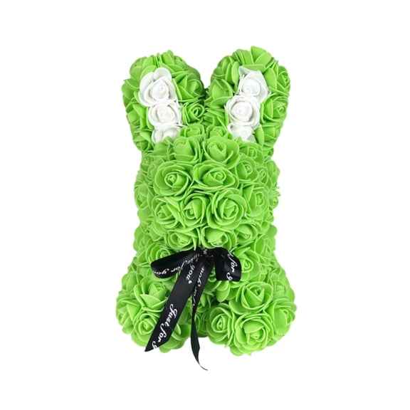 Valentines Day Gifts for Her, Preserved Rose Bunny Flowers, 9.8" Artificial Rose Flower Bunny Gift for Wedding, Valentines, Mother's Day, Christmas, Birthday Easter Decorations, Green