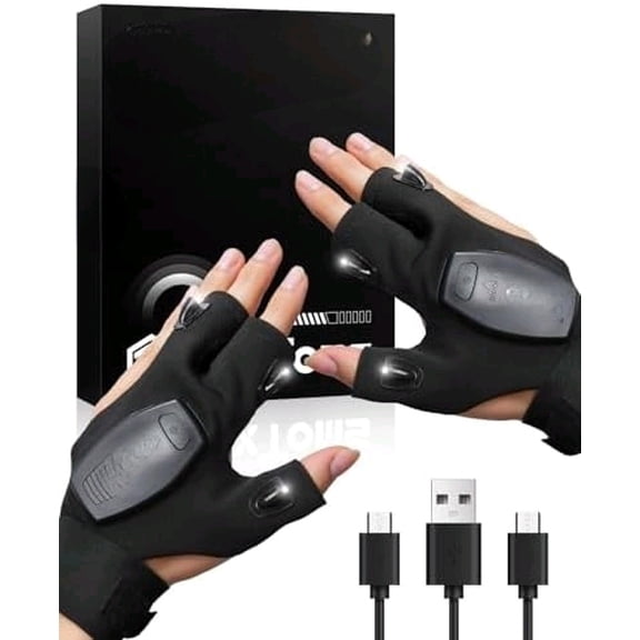 Valentines Day Gifts for Him, Rechargeable Flashlight Gloves, Fathers Day Christmas Birthday Gifts for Men Boyfriend Husband Him, Cool Gadgets Tools Waterproof for Camping Fishing Repairing