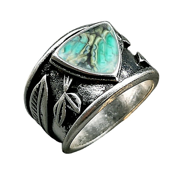 Valentines Day Gifts for Him Rings for Men Exquisite Ring Vintage Turquoise Silver Leaf Ring Wedding Ring Jewelry Gifts Clearance Birthday Gifts for Men