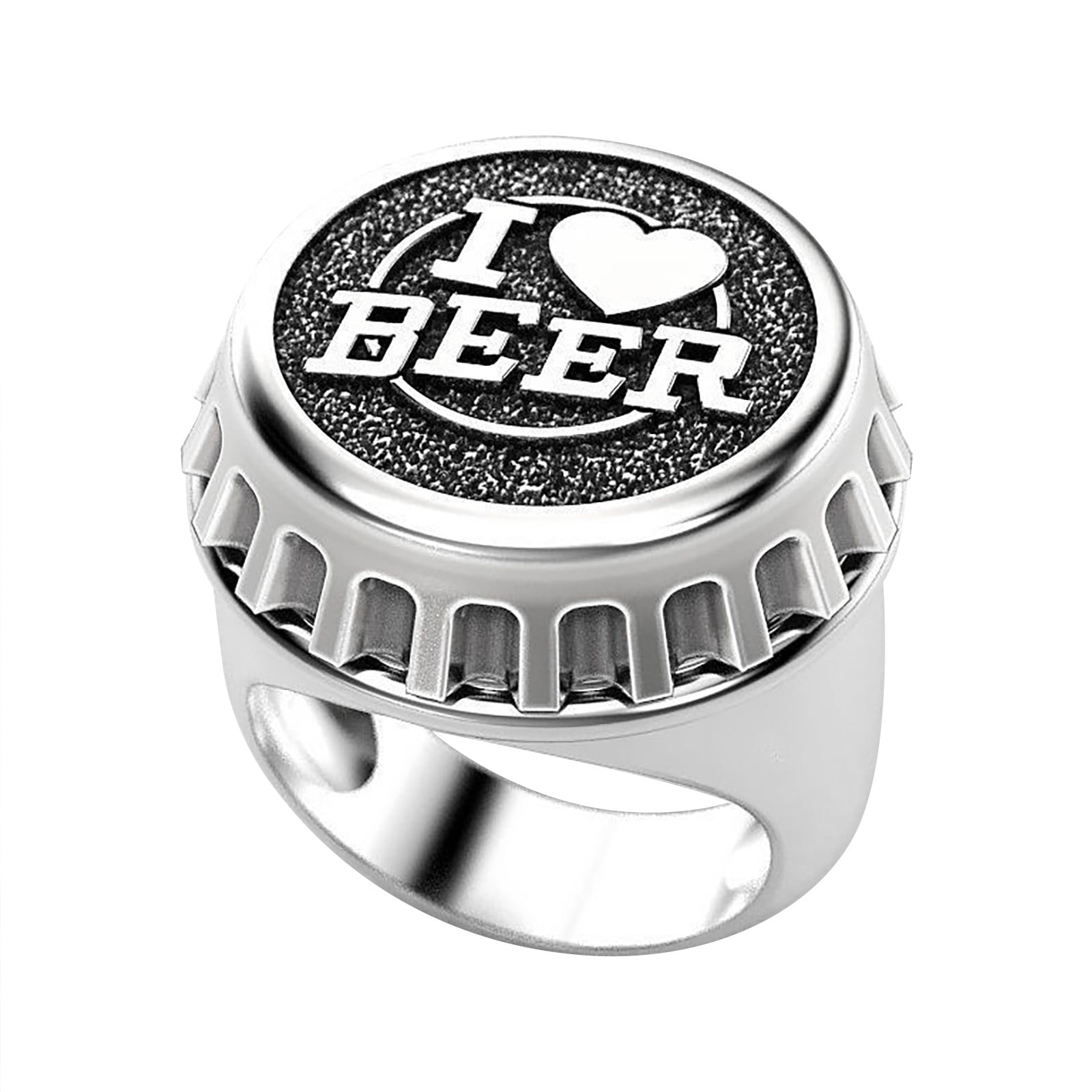 Valentines Day Gifts for Him Rings for Men Silver Creative Bottle Cap Ring Jewelry Birthday