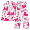 thumbnail image 1 of Valentines Day Gifts!Iyufng Valentine's Day Womens Pajama Sets,Casual Loose Fashion Valentines Love Heart Printed Long Pants Long Sleeve Turndown Collar Sleepwear Sets S-XXXL, 1 of 4
