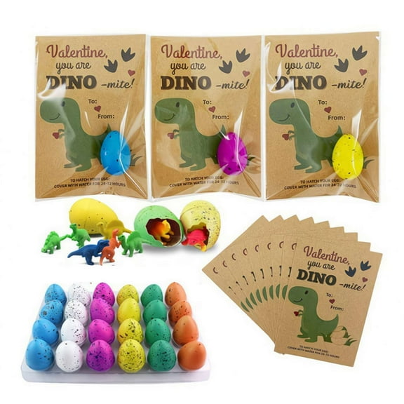 Valentines Day Gifts for Kids 12/ 24 Pack Dinosaur Egg Hatching Card Bulk - Funny Dino Valentine Exchange Cards for Boys Girls Toddler School Class Classroom Party Favors