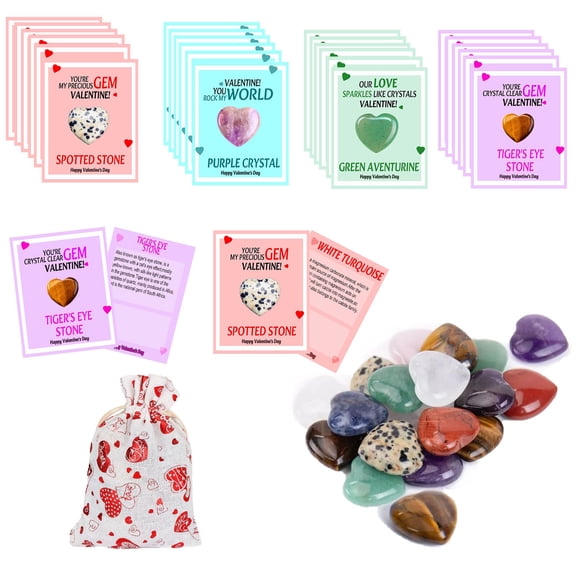 Valentines Day Gifts for Kids 24 Pack Valentines Cards with Heart-Shape Crystals Valentine Gift Exchange for Boys Girls Toddlers Class Classroom School Party,C