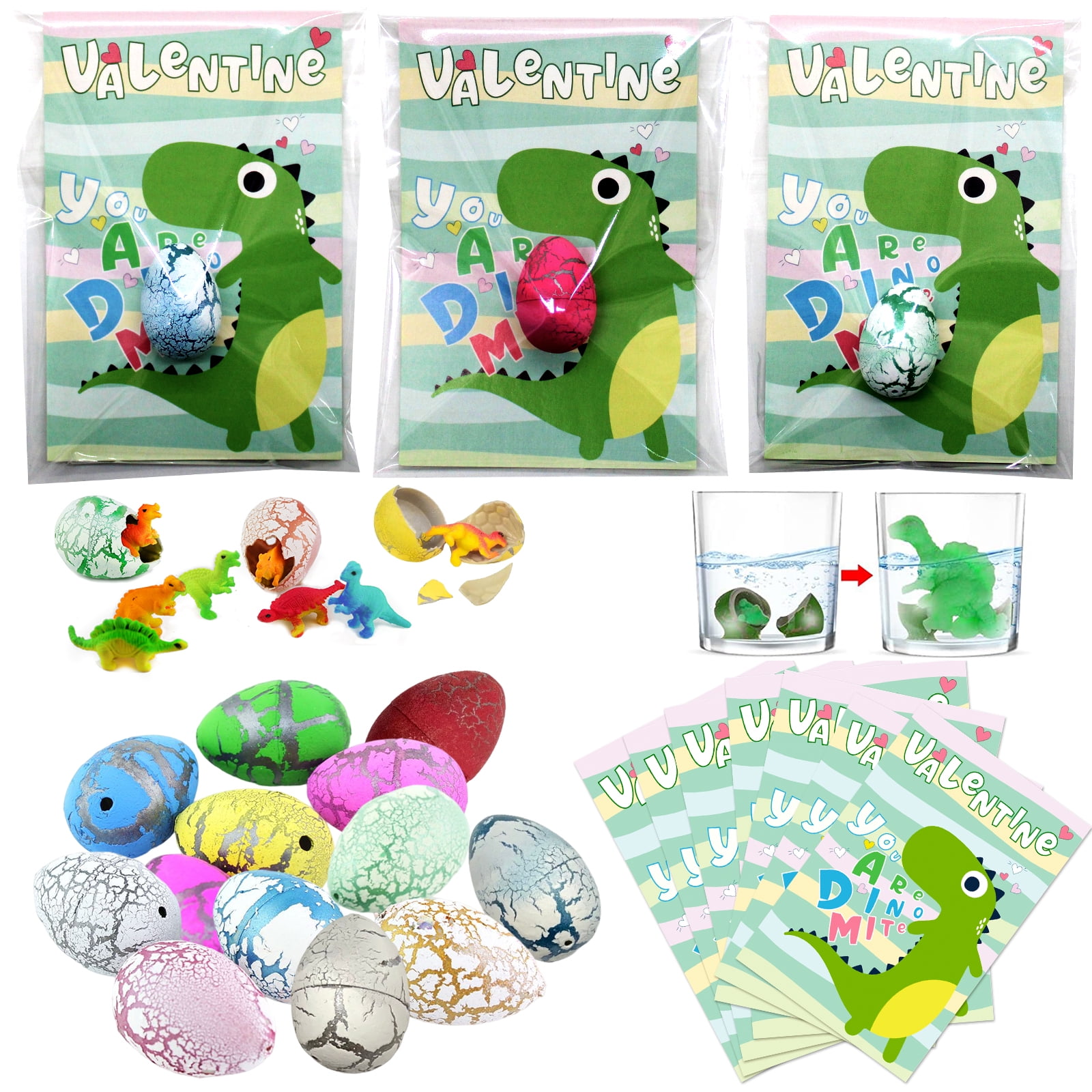 Valentines Day Gifts for Kids, 30 Pack Valentines Cards with Dinosaur ...