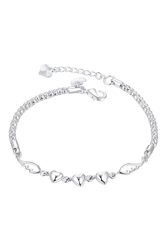 Valentines Day Gifts, Ladies Adjustable Bracelet 925 Sterling Heart Adjustable Bracelet Cuff Bracelet Fashion Jewelry Accessories for Banquet Wedding ,Gifts for Girlfriend Boyfriend