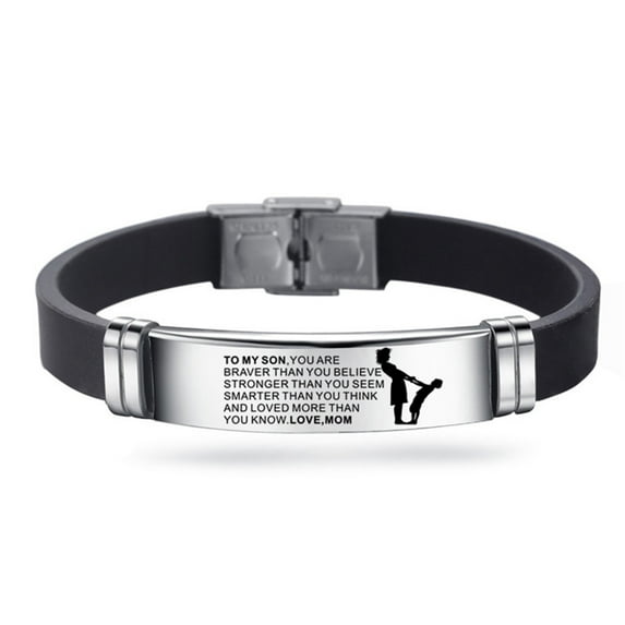 Valentines Day Gifts for Him Men Teens Son, To My Son Bracelet Gifts from Mom Dad Mens Leather Bracelet Inspirational Birthday Gifts for Men Leather Bangle Cuff Bracelet with Magnetic Clasp