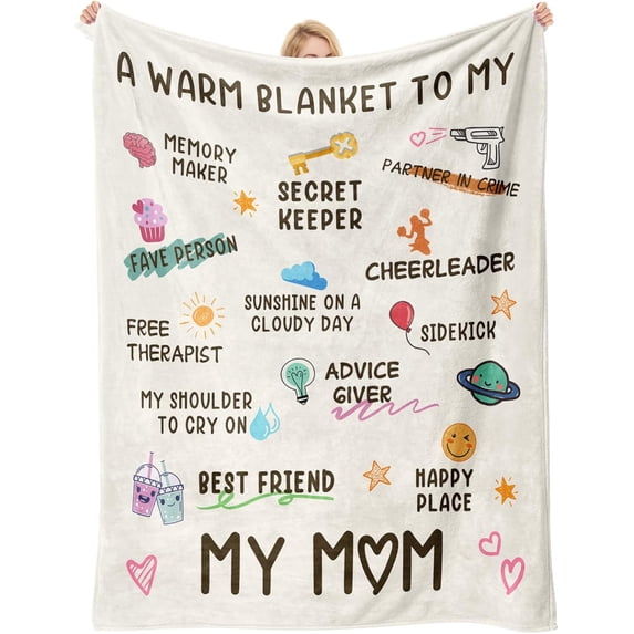 Valentines Day Gifts for Mom, Birthday Gifts for Moms, Mom's Birthday, Christmas Valentines Mothers Day Ideas Gifts for Mother-A Warm Blanket to - My MOM Blanket White 60" X 50"