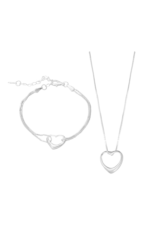 Valentines Day Gifts for Her Necklaces Pendants for Women Womens Copper Plated 925 Silver Jewelry Bracelet Set In The Shape Of A Heart NeckGifts Clearance Birthday Gifts for Women