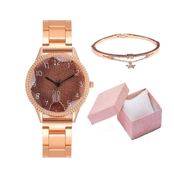 Valentines Day Gifts,New Fashion Belt Watch Women's Leisure Quartz Women's Bracelet Bracelet Gift Box Packaging Heart Gift on Clearance