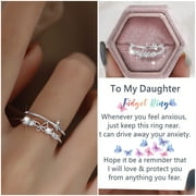 CUEKONDY Valentines Day Gifts Ring for Women To My Daughter Butterfly Butterfly Rhinestone Minimalist Anxiety Gift Her Back To School Gift Women's Ring Gifts for Women