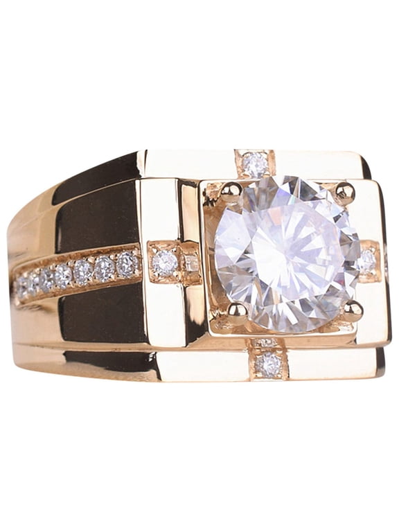Valentines Day Gifts for Him Rings for Men High Carbon Diamond High Men's Diamond Ring Imitation Moissanite Gold Plated Wedding Ring Clearance Birthday Gifts for Men