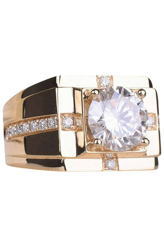 Valentines Day Gifts for Him Rings for Men High Carbon Diamond High Men's Diamond Ring Imitation Moissanite Gold Plated Wedding Ring Clearance Birthday Gifts for Men