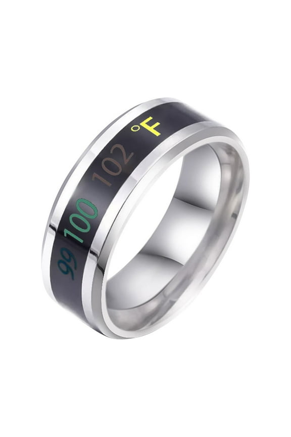 Valentines Day Gifts for Him Rings for Men Titanium Steel Temperature Ring Body Temperature Smart Temperature Change Color Titanium Steel Display Ring Clearance Birthday Gifts for Men