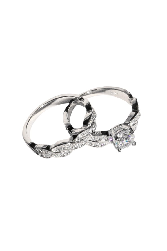 Valentines Day Gifts for Her Rings for Women Silver Zirconia Round Cut Solitaire Engagement Ring Promise Ring Wedding Band Simulated Diamond Stone Bridal Jewelry Set Clearance Birthday Gifts for Women
