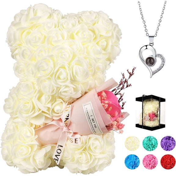 Valentines Day Gifts for Her Rose Bear for Women, Artificial Rose Teddy Bear Birthday Bouquet, Mother's Day Rose Gift, Perfect for Wife, Mom, Grandma (Rose Red)