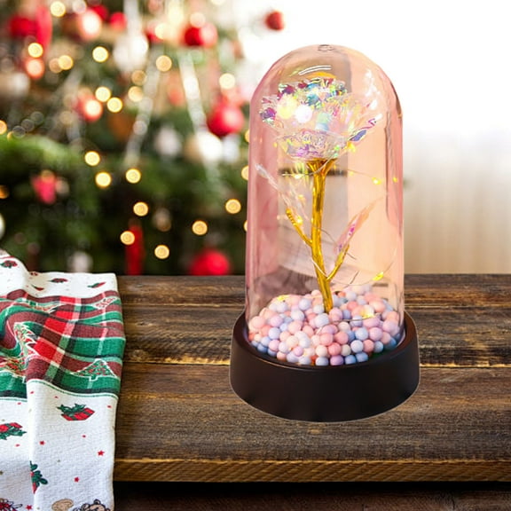 Valentines Day Gifts Rose Gifts for Women Galaxy Glass Rose Light up Roses in Glass Dome Colorful Crystal Flower Birthday Xmas Gifts for Women Her Wife Grandma Valentine's Day Mother's Day