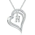 thumbnail image 1 of Valentines Day Gifts， S925 Sterling Silver Love Heart Pendant for Women AAAAA+ Cubic Zirconia Heart Pendant Letter Initial Necklace for Women Girls Jewelry Gifts, 1 of 8