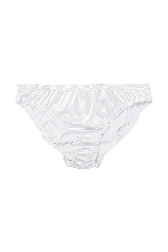 Frill Trim Satin Underwear for Women Stretch Silky Seamless Hipster Bikini Panties Full Coverage Cheeky Underwear Breathable Briefs
