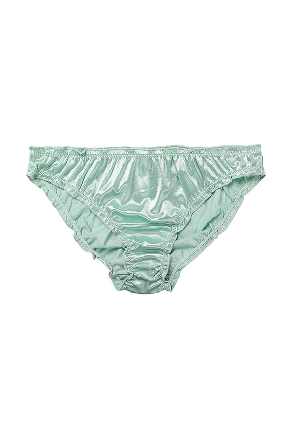 Joau Frill Trim Satin Underwear for Women Stretch Silky Seamless Hipster Bikini Panties Full Coverage Cheeky Underwear Breathable Briefs