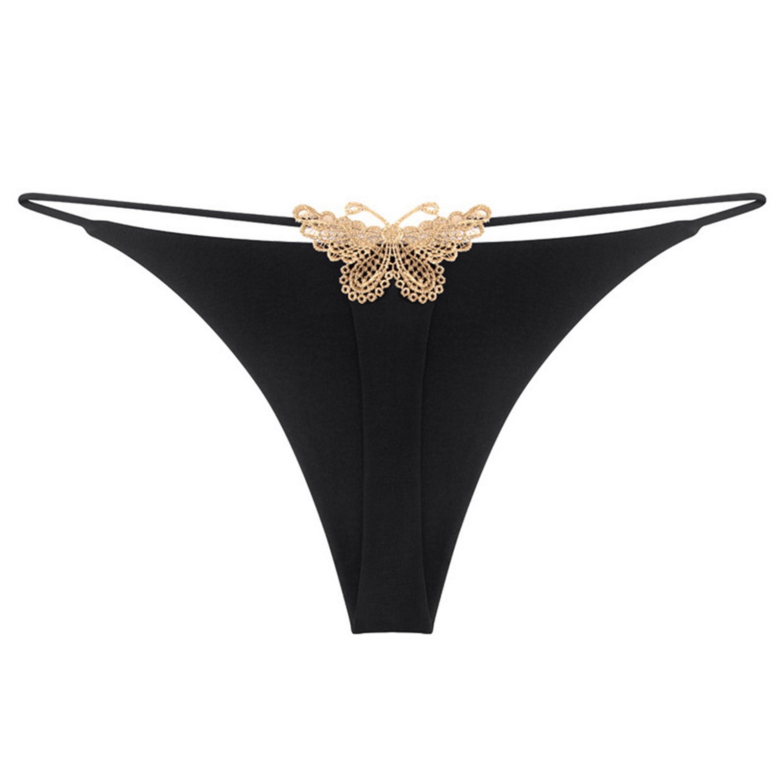 Valentines Day Gifts Savings!Joau Women's Sexy Lace Butterfly Thong  Panties, G-String Thongs with Pearls, Low Waist Thongs Underwear Lingerie
