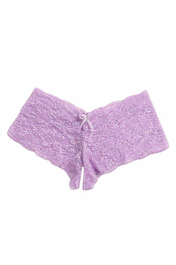 Joau Womens Lace Crotchless Panties Cheeky Boyshort Underwear, Breathable Soft Stretch Lace See Through No Show Low-Rise Hipster Panties Lingerie