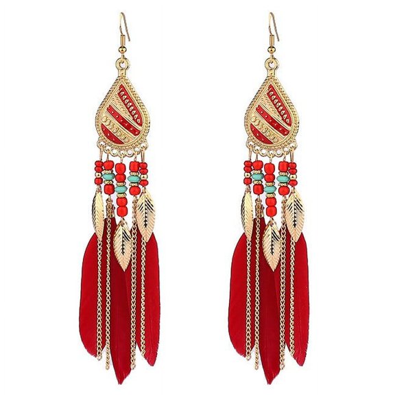 Valentines Day Gifts for Her Stud Earrings for Women Womens Boho Feather Bohemian Lightweight Feather Dangle Hippie Gifts Clearance Birthday Gifts for Women