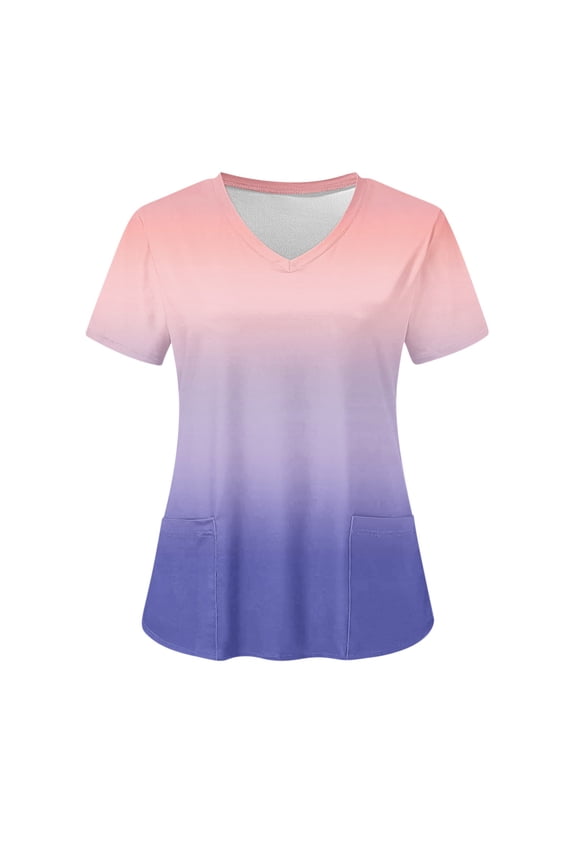 Valentines Day Gifts for Her Tbopshirt Womens Tops Scrubs for Women,Women's Fashion Short Sleeve V-Neck Tops Working Uniform Printing Pocket Blouse Tops,Valentine's Day