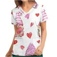 thumbnail image 1 of Valentines Day Gifts for Her Tbopshirt Womens Tops Scrubs for Women Valentine's Day Printed Pocket Short Sleeve V-Neck Nurse Top,Valentine's Day, 1 of 4