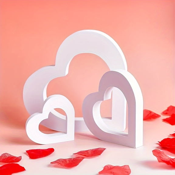 Valentines Day Gifts,Valentines Day Decorations,Outdoor Valentines Decorations,3 Elegant White Heart-shaped Decorations For Classic And Weddings And Day(3pcs/Set)