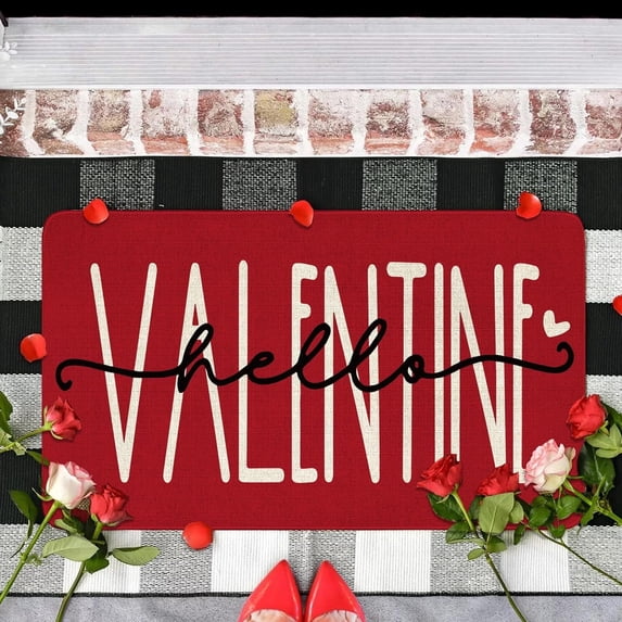Valentines Day Gifts Valentines Door Mat Outdoor 30X17 Inches Hello Valentines Day Door Mat, Indoor Outdoor Entrance Home Front Porch Rugs Valentines Day Decor