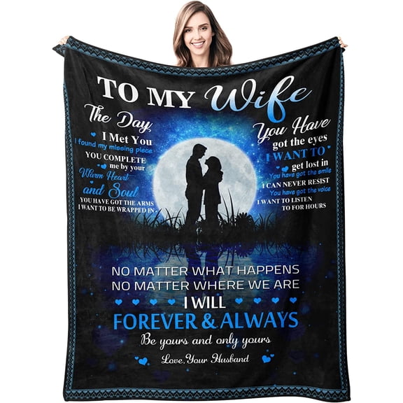 Valentines Day Gifts for Wife Blanket, Wife Gifts, Birthday Gifts for Wife, Wife Birthday Gift Ideas, Anniversary Wedding Gifts for Wife from Husband, Gift for Wife, to My Wife Throw Blanket 60"x50"