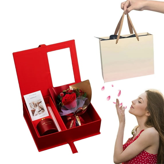 Valentines Day Gifts for Women Girlfriend Her, Relaxing Spa Rose Gift Box Set , Unique Gifts for Her, Friends, Mom, Sister, Coworker, Wife, Girlfriend, Happy Birthday Gift Ideas, Mothers Day(Red)