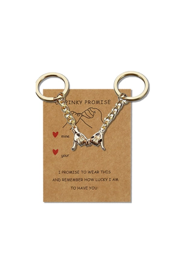 Valentines Day Gifts for Girlfriend Boyfriend - 2PC Pinkie Promise Matching Couples Keychain Gift for Boyfriend Girlfriend Long Distance