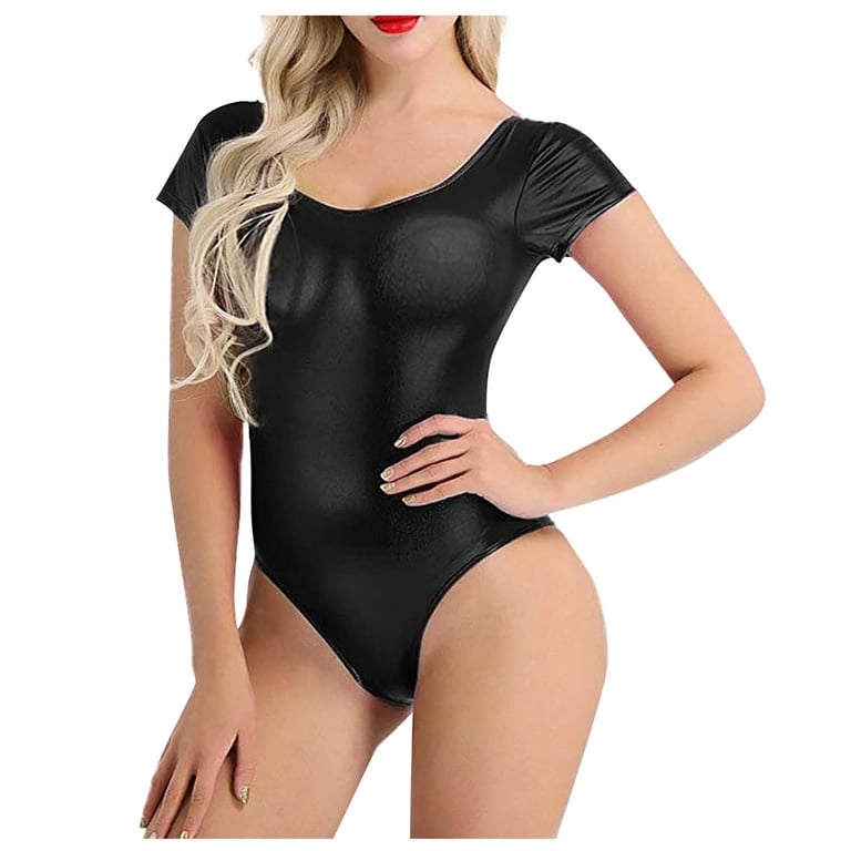 Valentines Day Gifts for Her Women Sexy Leather Teddy Bodysuit