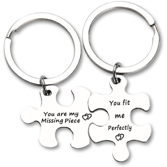Valentines Day Gifts for Husband Wife Boyfriend Girlfriend Puzzle Keychains for 2 Fiancee Fiance Engagement Gifts