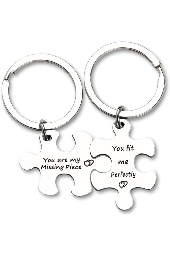 Valentines Day Gifts for Husband Wife Boyfriend Girlfriend Puzzle Keychains for 2 Fiancee Fiance Engagement Gifts