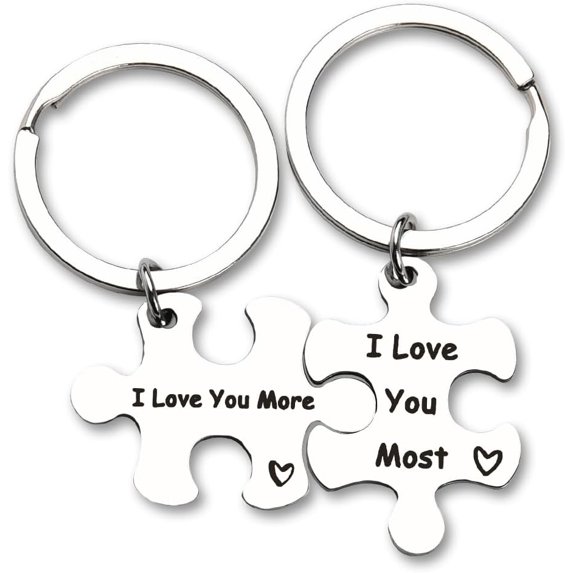Valentines Day Gifts for Husband Wife Boyfriend Girlfriend Puzzle Keychains for 2 Fiancee Fiance Engagement Gifts
