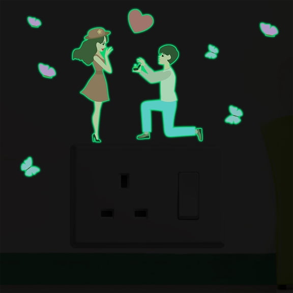 Valentines Day Glow in the Dark Stickers, 10 Pack Heart Window Decals for Glass Doors Walls, Self-Adhesive Romantic Decorations for Home Shop Party